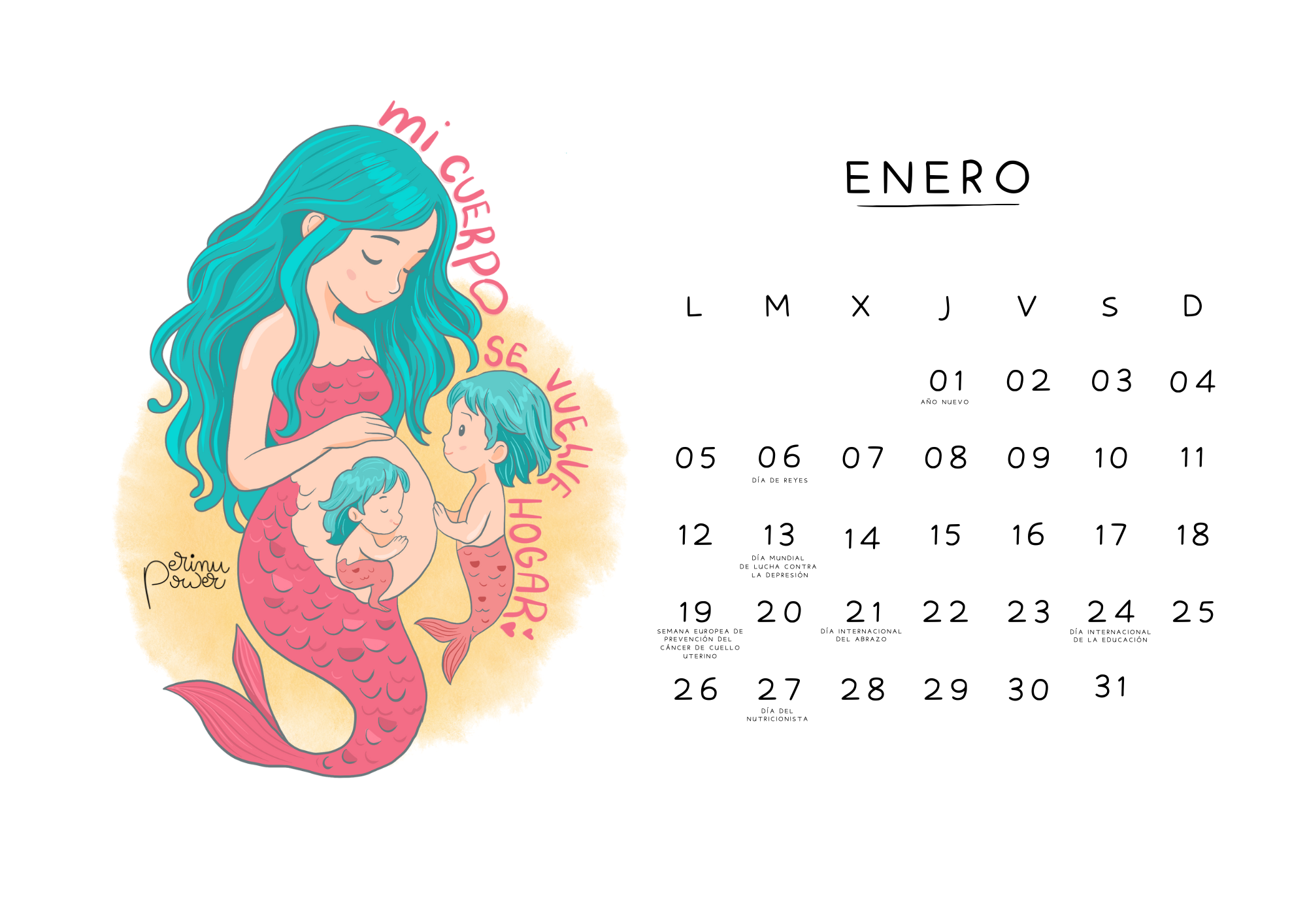 PACK 1 Calendario pared + 1 Calendario sobremesa PERINU 2026 - Imagen 3